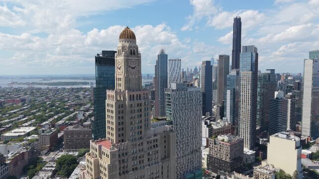 closer flying clockwise around downtown Brooklyn skyline