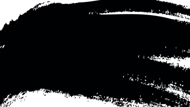Black paint texture vector background featuring heavy grunge acrylic brush stroke collection in vintage style for distressed border and artistic overlay design