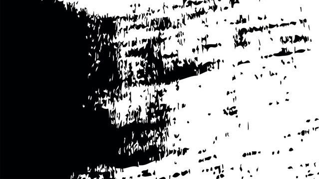 Distressed glitch texture vector background featuring abstract grunge grain noise collection in black and white style for vintage overlay and modern urban design