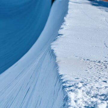 Blue Toned Snow Slope Texture Close Up Winter Abstract