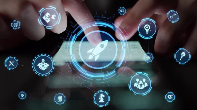 Innovation icons show creativity, teamwork, and project development. Innovation helps organizations design solutions, build strategy, and grow with new business opportunities. Funnel