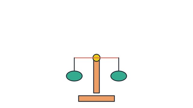 Three animated scales tipping backwards
