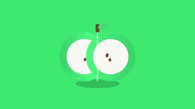 Animated green sliced apple icon set