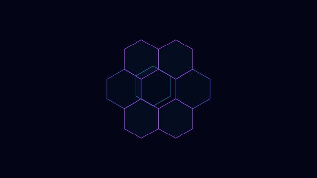 Abstract hexagonal grid animation with glowing cube motion 4k background, motion geometric