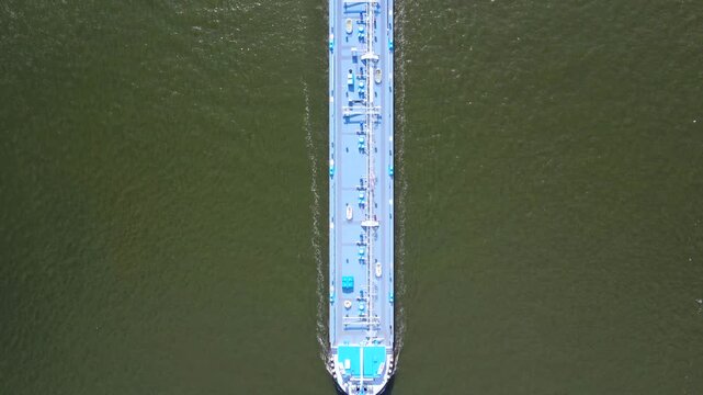 Amsterdam Cargo Barge Aerial Drone Shot 4K