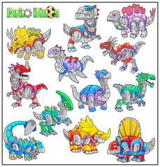 Mechanical robot dinosaurs, funny image set © fargon