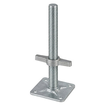 Isolated adjustable scaffolding jack screw on transparent background