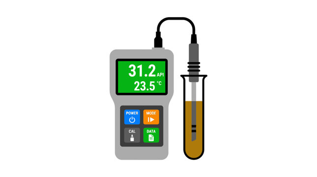 Digital pH Meter And Probe In Solution - Isolated