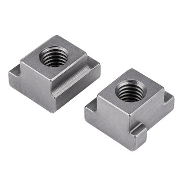 Two isolated square t-nuts on transparent background for industrial