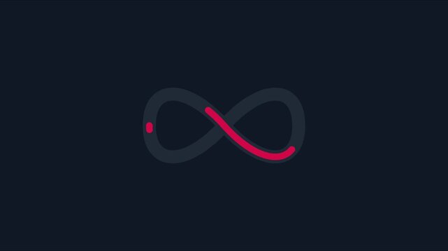 Animated infinity loop symbol with red progress loading motion animation 4k