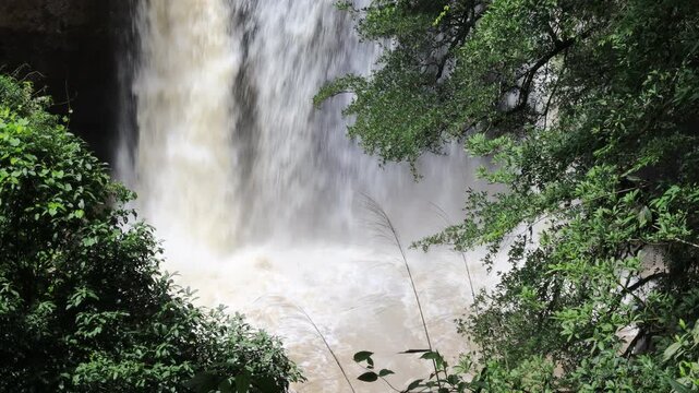 The beautiful nature backdrop of the Haew Narok waterfall in Khao Yai National Park is a stunning feature of the forest and a popular destination for tourists.