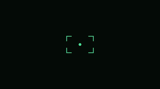Digital camera autofocus hud overlay with green target reticle and scanning motion animation 4k interface