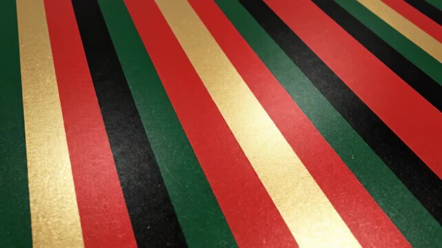 Vibrant diagonal stripes in red, black, green, and gold texture