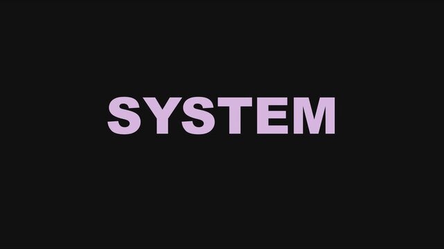 Glitch effect system text animation with chromatic aberration and digital distortion 4k