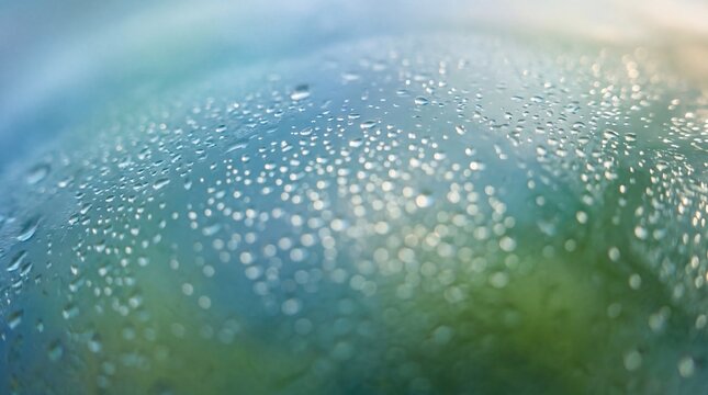 Water Drops on Curved Glass Surface with Bokeh Background