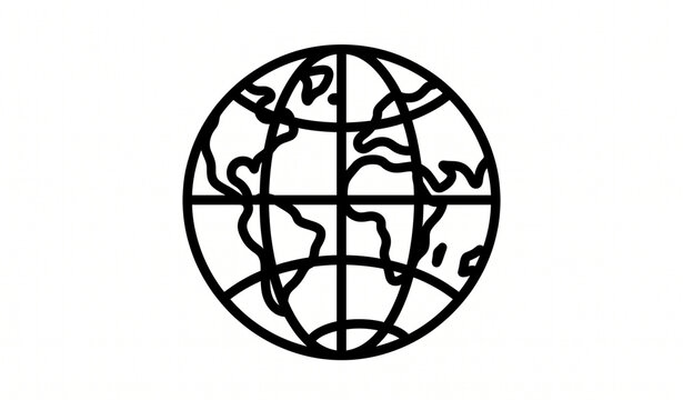 Minimal Globe Line Icon with Editable Stroke for Web Interface Vector
