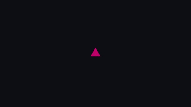 Minimalist pink triangle loading animation with circular progress path on dark 4k background, circle