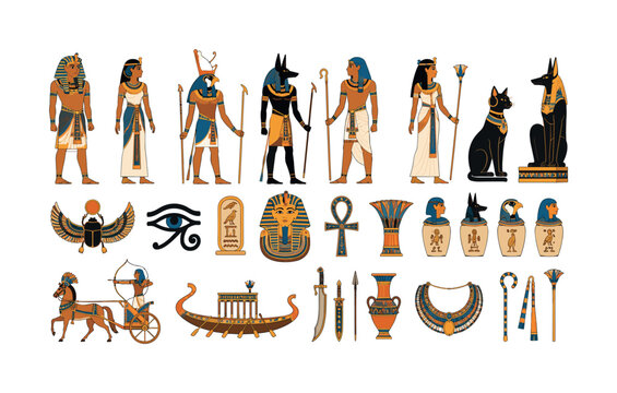 Ancient Egyptian gods, pharaohs, and artifacts collection