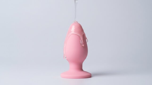 Clear Liquid Pouring Over Pink Silicone Adult Toy