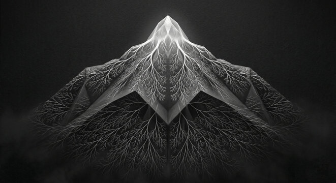 Cyberpunk Minimalist Binary Tree Mountain