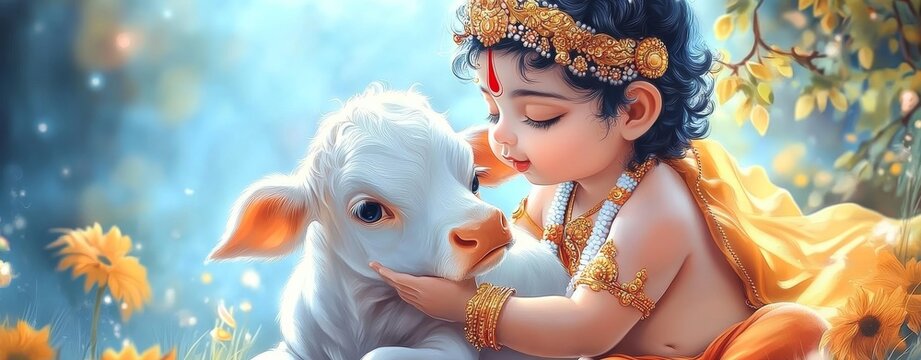 The Charming Child and Calf A Heartwarming Moment of Pure Connection and Delight between Two Innocents