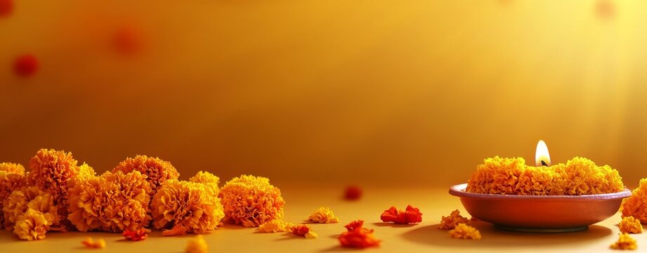 Traditional Indian background with diya lamp