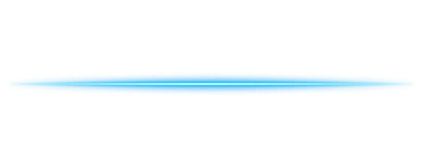 Long horizontal blue neon light bar with glowing core and soft luminous edges for modern line isolated on a transparent background © PNG FORGE