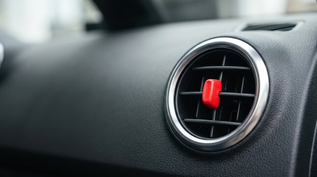 Close-Up of Red Air Vent in Car Dashboard