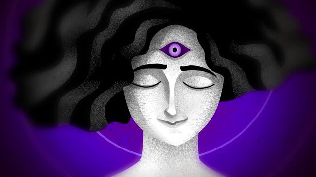 woman meditating with her third eye opening