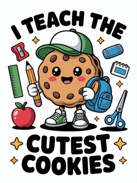I teach the cutest cookies teacher cookie character school supplies art