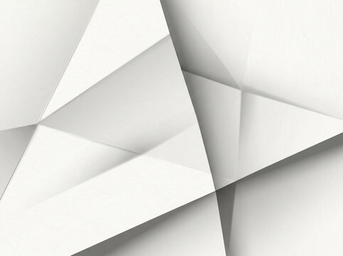 Abstract background featuring overlapping white geometric triangles and sharp shapes with soft shadows and clean minimalist style