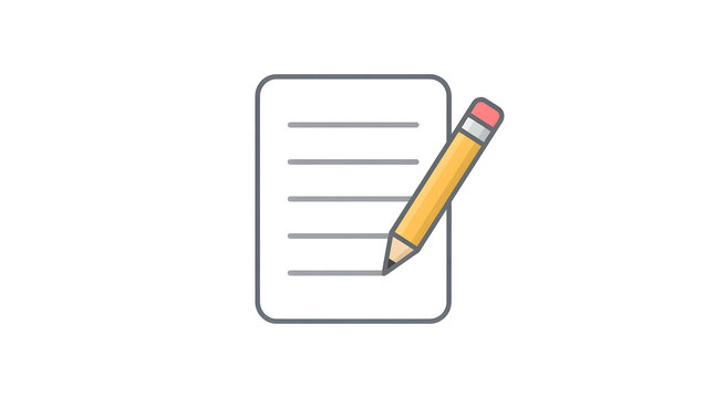 Pencil writing on lined notepad icon