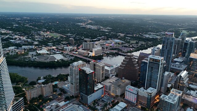 Downtown just before fireworks celebration in Austin