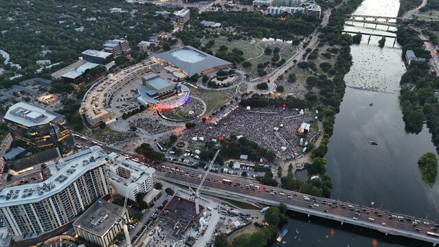 Downtown just before fireworks celebration in Austin