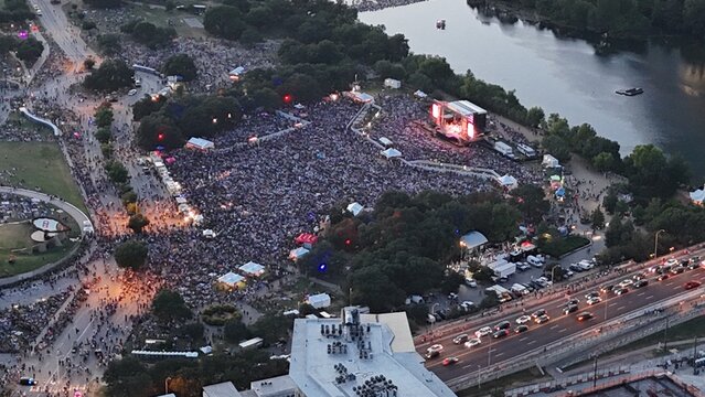 Downtown just before fireworks celebration in Austin