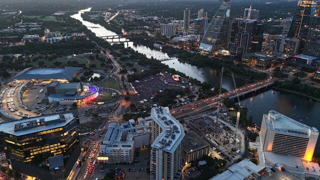 Downtown just before fireworks celebration in Austin