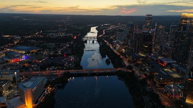 Downtown just before fireworks celebration in Austin