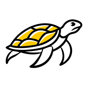 Stylized yellow turtle shell isolated on a white background, for minimalist animal, projects reptile symbol