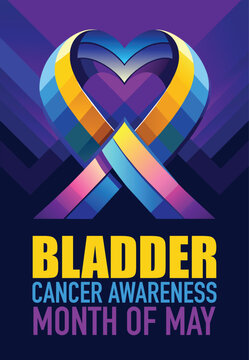 Bladder cancer awareness ribbon featuring a colorful geometric design serves as a symbolic medical campaign graphic for the month of May.