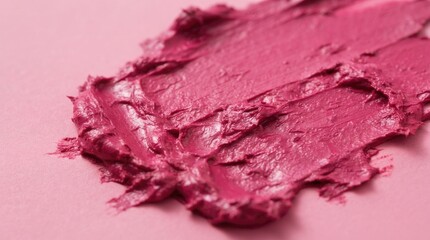 Obraz premium Rich Pink Lipstick Smear Close Up with Creamy Cosmetic Texture