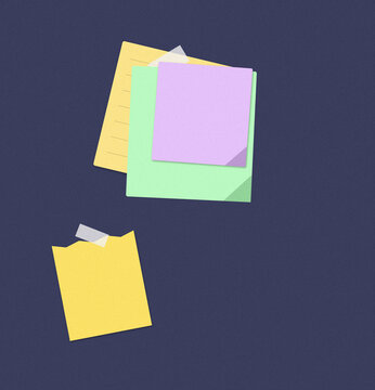 Colorful folded paper stack with yellow sheet