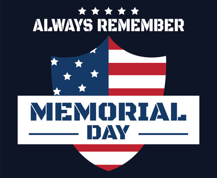 Shield featuring the American flag honors fallen soldiers during the annual Memorial Day remembrance.