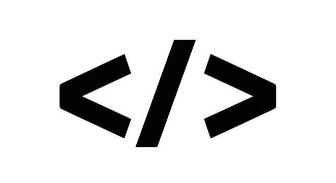 Vector illustration of code brackets icon representing programming and software development on a transparent background