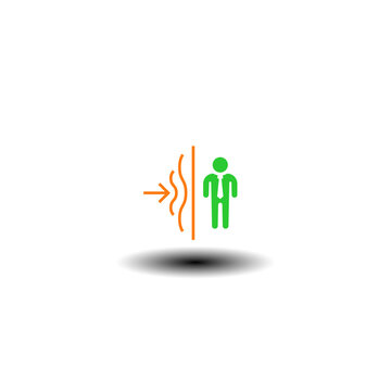 Vector illustration of flexible lines with waves and arrow pressure person. Symbol of resilience.