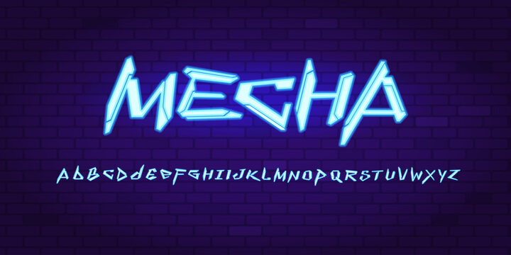 Futuristic cyberpunk neon alphabet vector set. Cyberpunk style  glowing letters for gaming, sci-fi typography, digital posters, logos, titles and modern graphic design