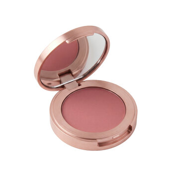 Rose gold compact blush with mirror on transparent background