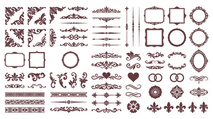 Elegant floral corner ornaments and vintage frame borders. © NAZMA