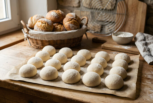 Gefrorene Teigkugeln f&uuml;r frisch gebackene Br&ouml;tchen