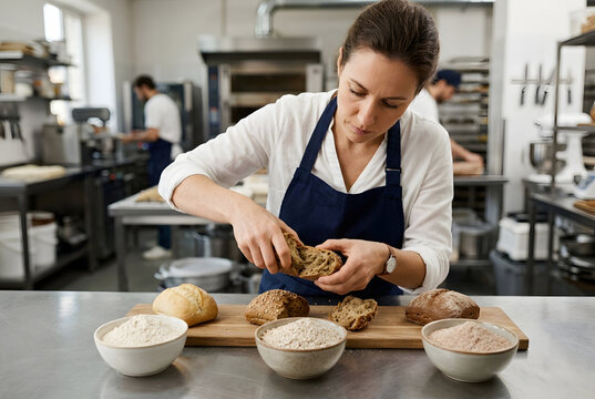 Test unterschiedlicher Mehlmischungen in der Pilotb&auml;ckerei
