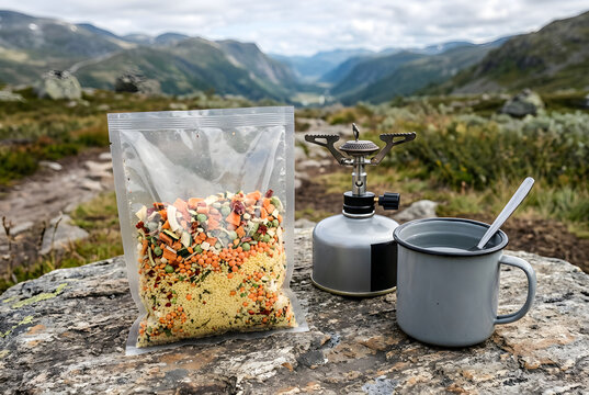 Portionierte Trockenmischung f&uuml;r eine Trekkingmahlzeit